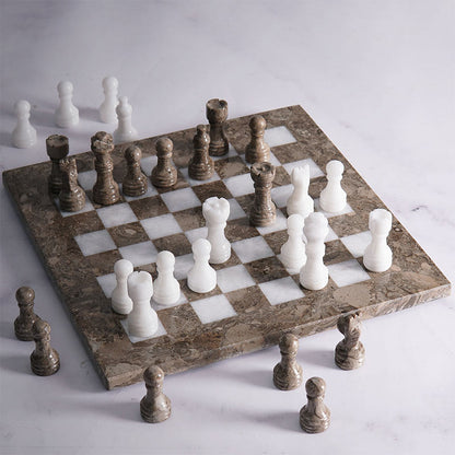 Marble Chess Set 25cm – Oceanic & White