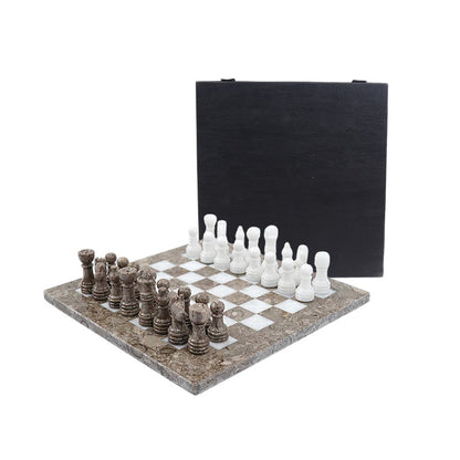 Marble Chess Set 25cm – Oceanic & White