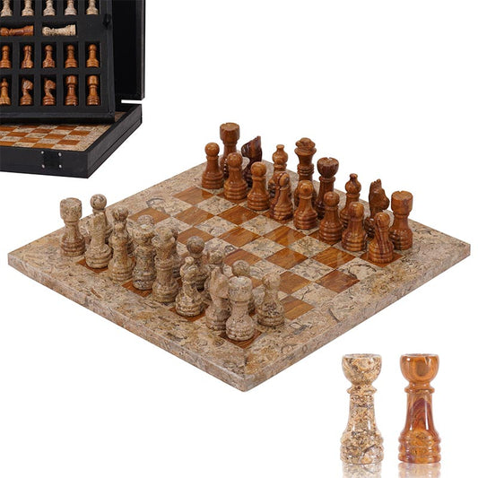 Marble Chess Set 25cm – Coral & Red