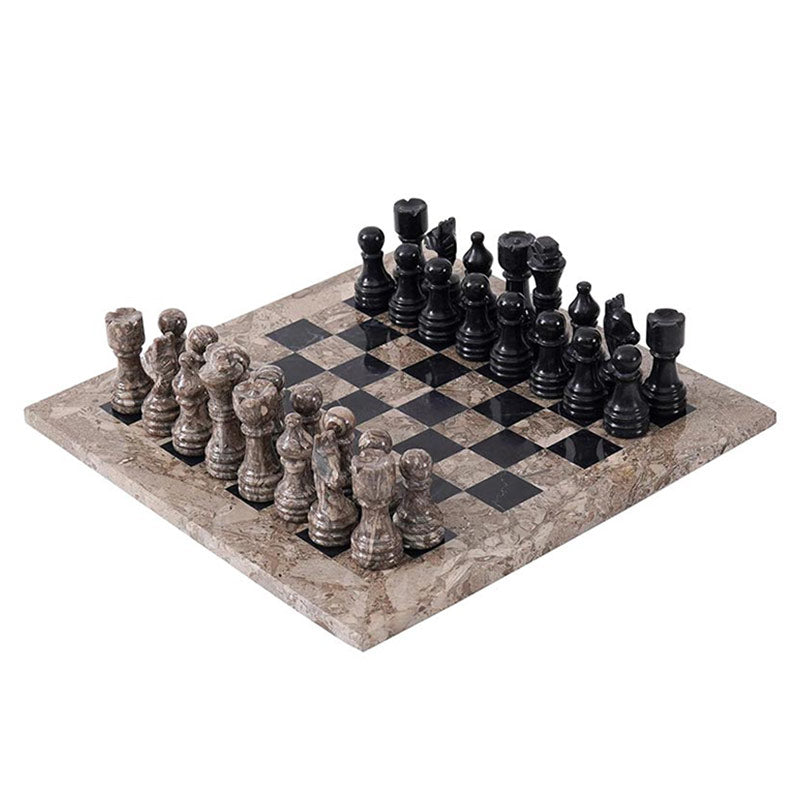 Marble Chess Set 30cm – Black & Oceanic