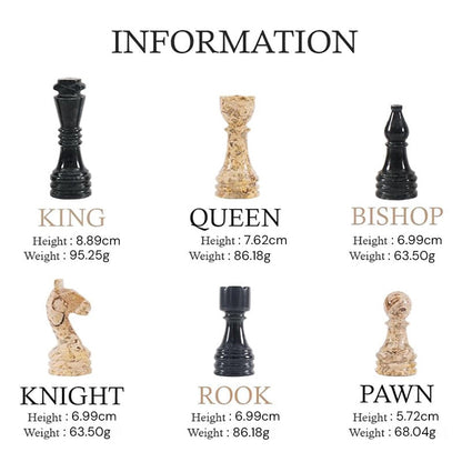 Marble Chess Set 38cm – Black & Coral