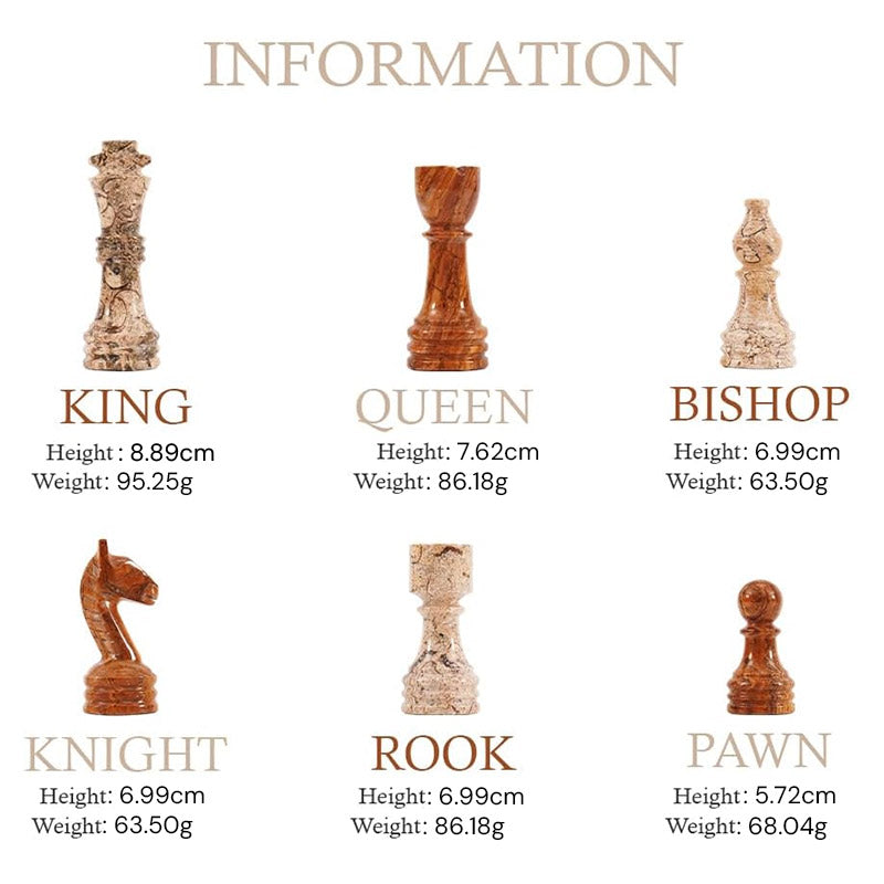 Marble Chess Set 38cm – Coral & Red