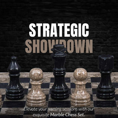 Marble Chess Set 30cm – Black & Oceanic