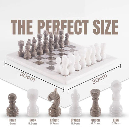 Marble Chess Set 30cm – Oceanic & White