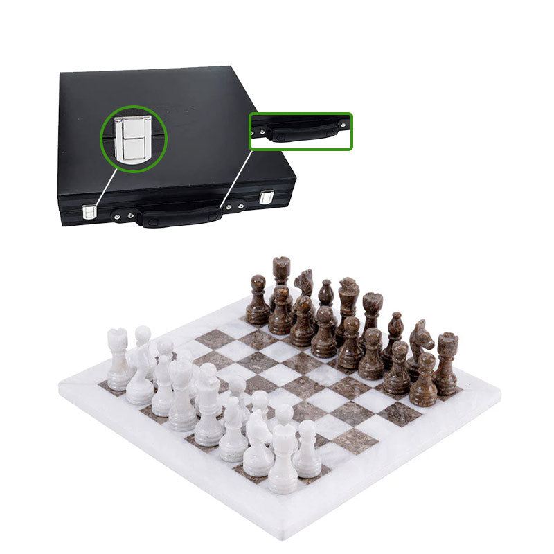 Marble Chess Set 30cm – Oceanic & White
