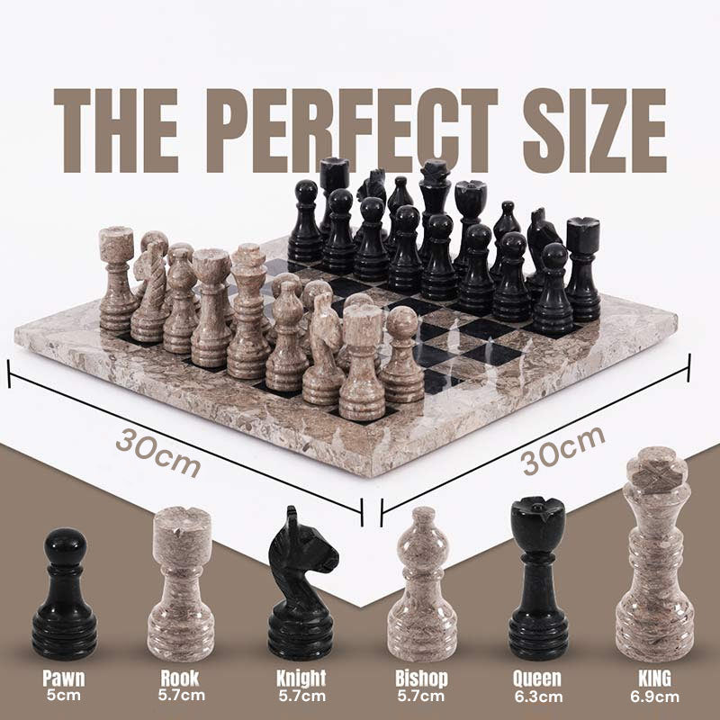 Marble Chess Set 30cm – Black & Oceanic
