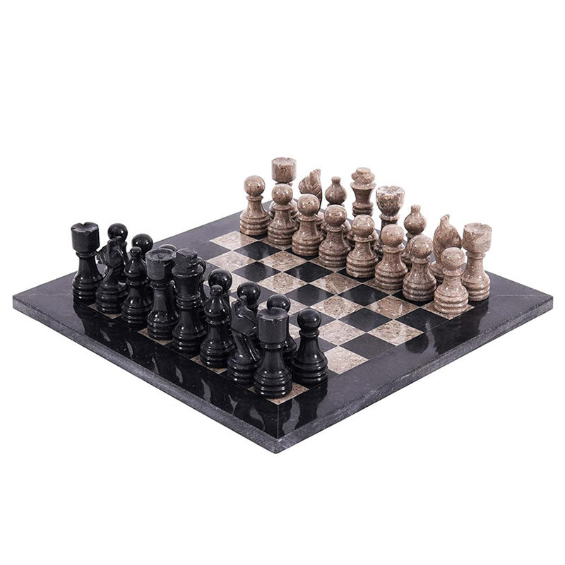 Marble Chess Set 30cm – Black & Oceanic