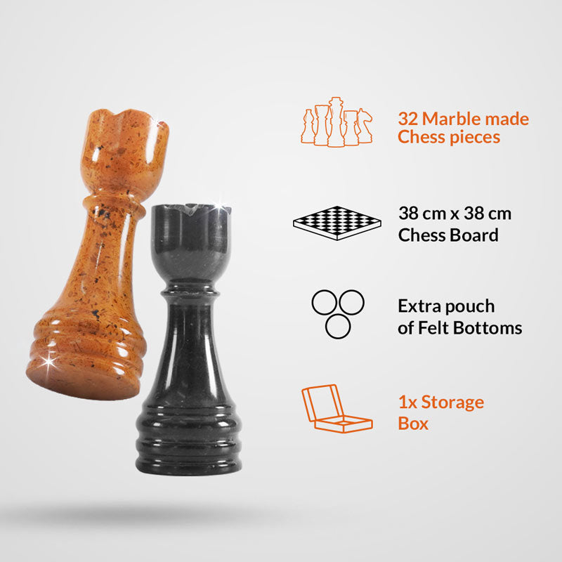 Marble Chess Set 38cm – Black & Golden