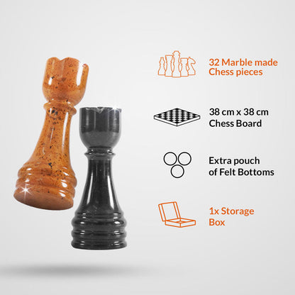 Marble Chess Set 38cm – Black & Golden