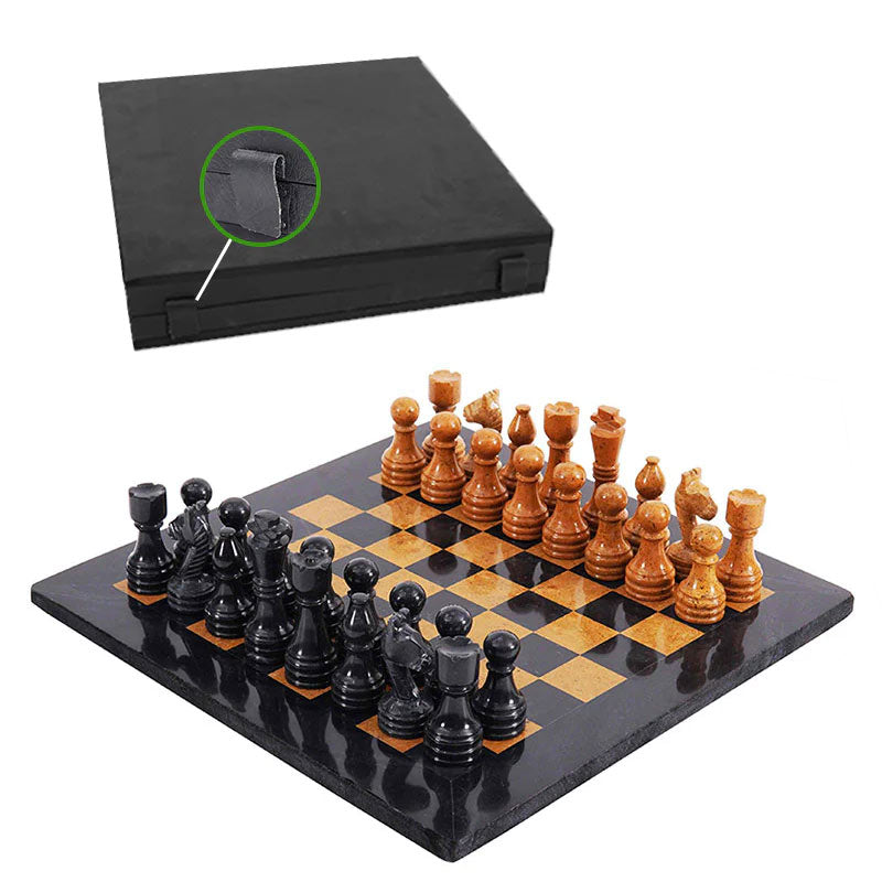 Marble Chess Set 38cm – Black & Golden