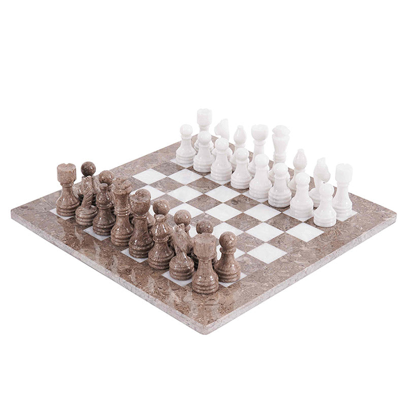 Marble Chess Set 38cm – Oceanic & White