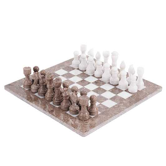 Marble Chess Set 38cm – Oceanic & White