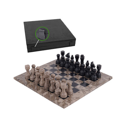 Marble Chess Set 30cm – Black & Oceanic