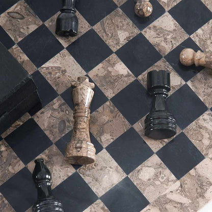 Marble Chess Set 30cm – Black & Oceanic