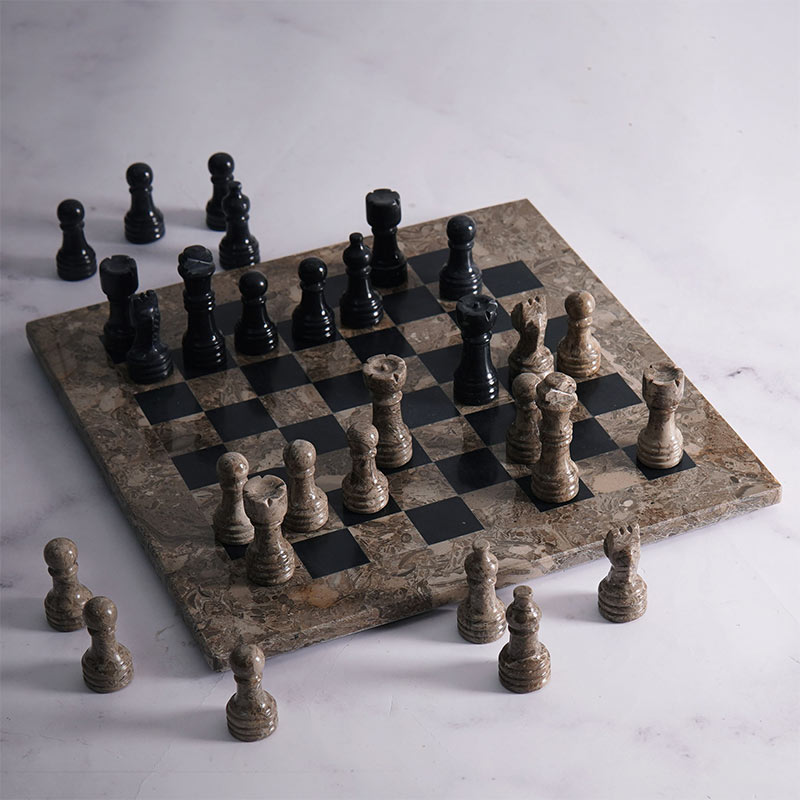 Marble Chess Set 25cm – Black & Oceanic