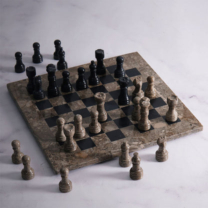 Marble Chess Set 25cm – Black & Oceanic