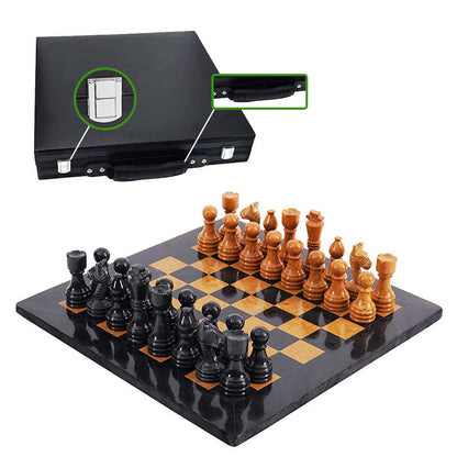 Marble Chess Set 38cm – Black & Golden