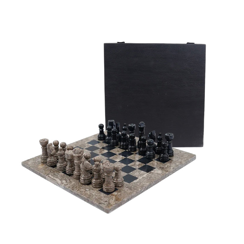 Marble Chess Set 25cm – Black & Oceanic
