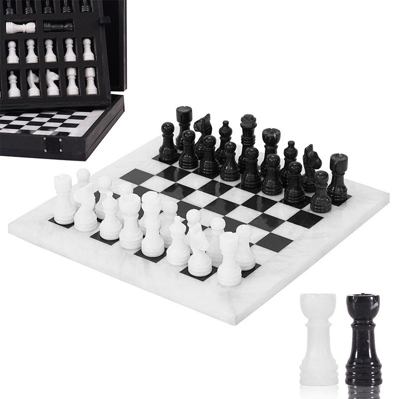 Marble Chess Set 25cm – Black & White