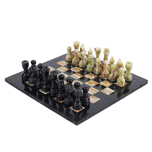 Marble Chess Set 38cm – Black & Green