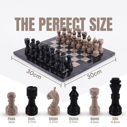 Marble Chess Set 30cm – Black & Oceanic