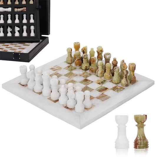 Marble Chess Set 25cm – Green & White
