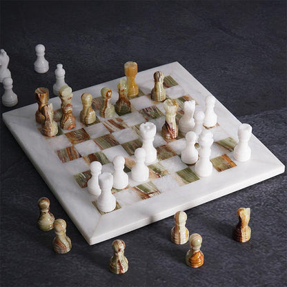 Marble Chess Set 25cm – Green & White