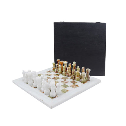 Marble Chess Set 25cm – Green & White