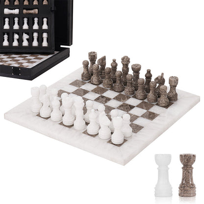 Marble Chess Set 25cm – Oceanic & White