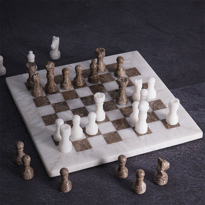 Marble Chess Set 25cm – Oceanic & White