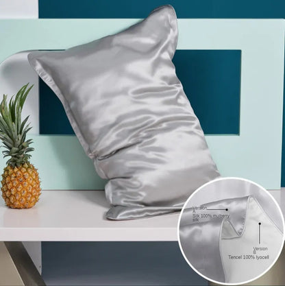 Anyhouz Pillowcase 50x75cm Light Gray Pure Real Silk For Comfortable And Relaxing Home Bed