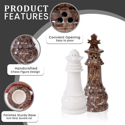Marble Salt & Pepper Set - Chess Design