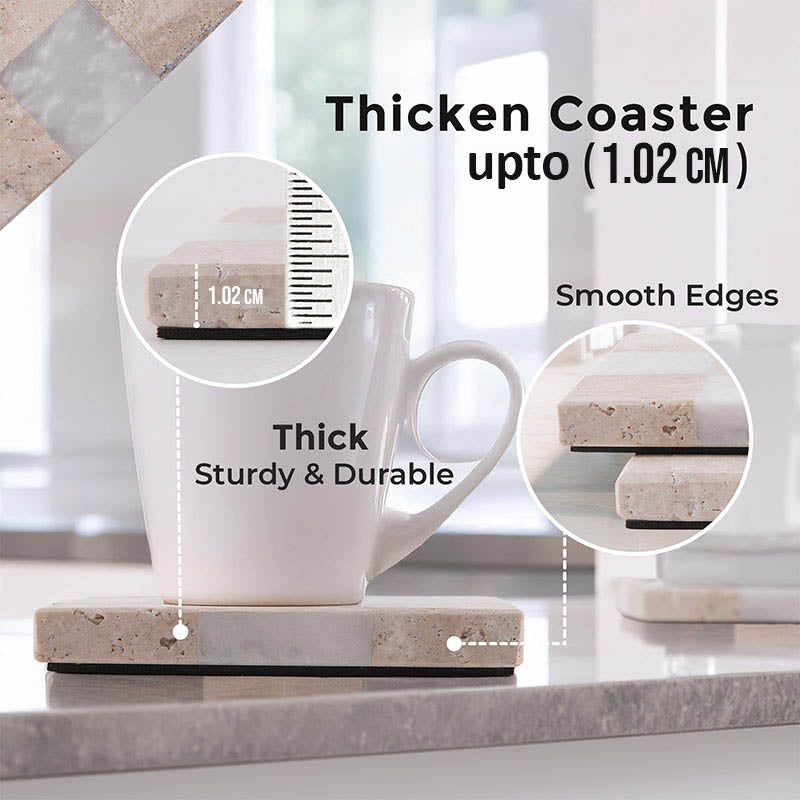 Marble Checkers Coaster Plates - Set Of 4