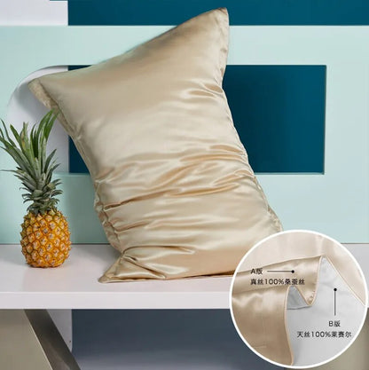 Anyhouz Pillowcase 51x66cm Gold Pure Real Silk For Comfortable And Relaxing Home Bed
