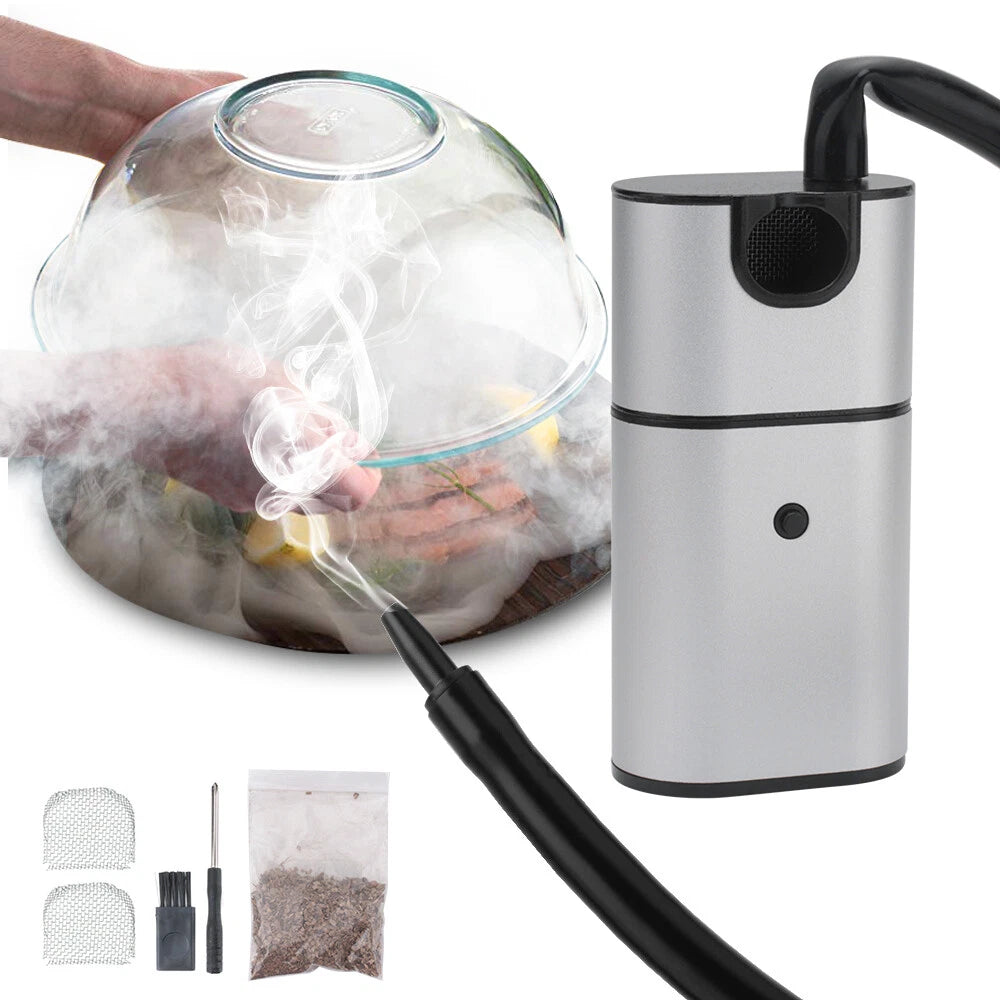 Smoke Infuser Gun with Dish Cover Dome — Cold Smoker for Cocktails, Cheese & Meat