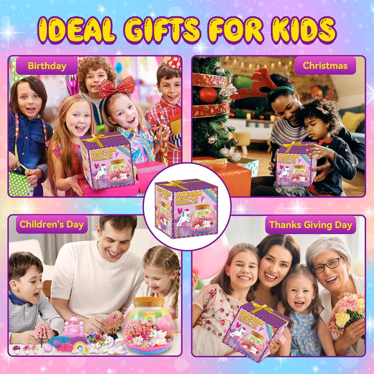 Unicorn Light-Up Terrarium Craft Kit — LED Night Light with Remote, Ages 5+