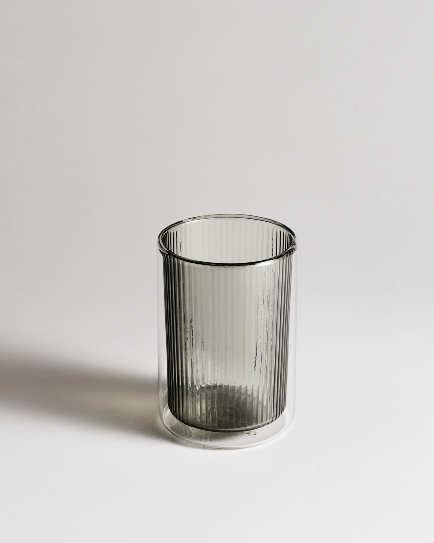 T2 Ribbed Double Walled Glass Tumbler Smokey — Gifts Hub Australia (image 1)