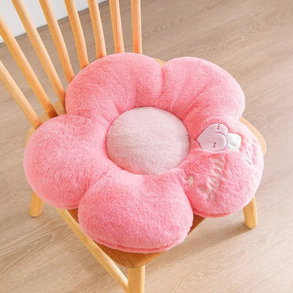 Anyhouz Plush Pillow Dark Pink Five Petal Flower Shape Stuffed Soft Pillow Seat Cushion Room Decor 90cm