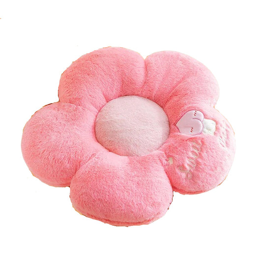 Anyhouz Plush Pillow Dark Pink Five Petal Flower Shape Stuffed Soft Pillow Seat Cushion Room Decor 90cm