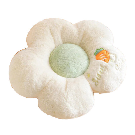 Anyhouz Plush Pillow White Five Petal Flower Shape Stuffed Soft Pillow Seat Cushion Room Decor 90cm