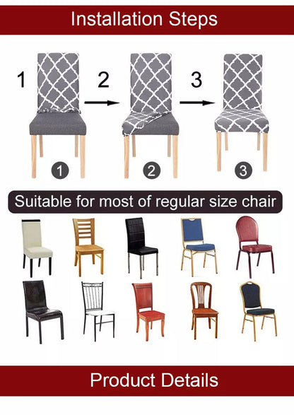 Anyhouz Chair Cover Bright Red Merry Christmas Santa Design with Anti-Dirt and Elastic Material for Dining Room Kitchen Wedding Hotel Banquet Restaurant