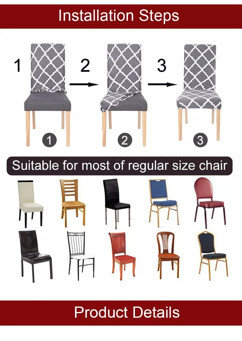 Anyhouz Chair Cover Red Christmas Bells Trees Design with Anti-Dirt and Elastic Material for Dining Room Kitchen Wedding Hotel Banquet Restaurant