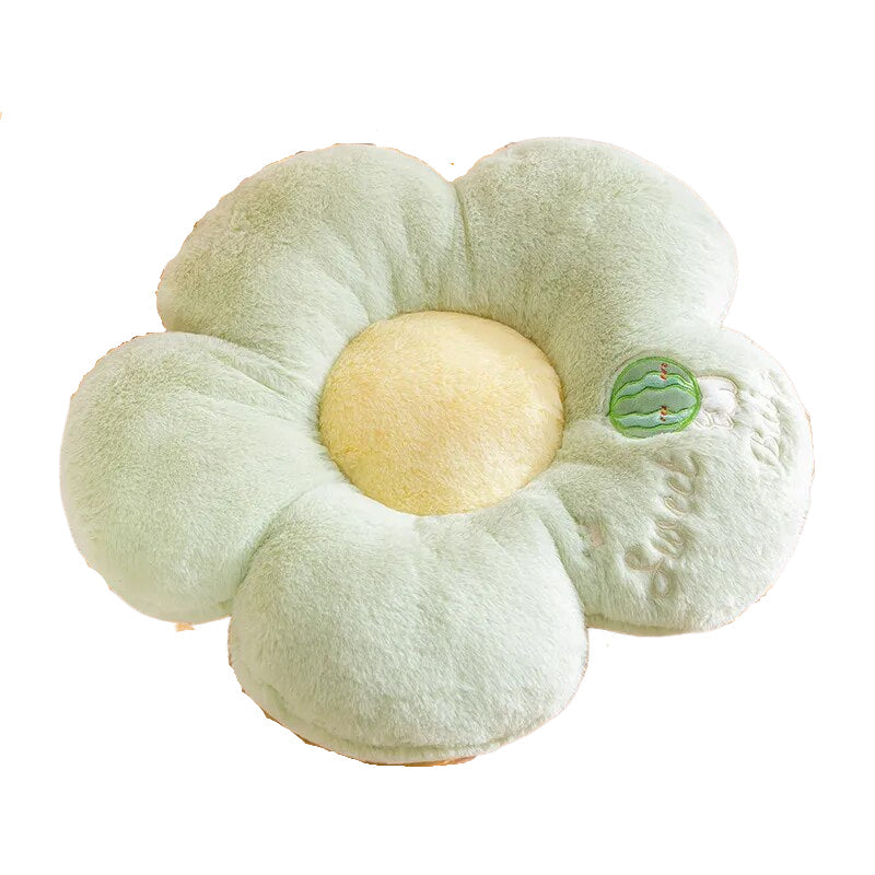 Anyhouz Plush Pillow Green Five Petal Flower Shape Stuffed Soft Pillow Seat Cushion Room Decor 90cm
