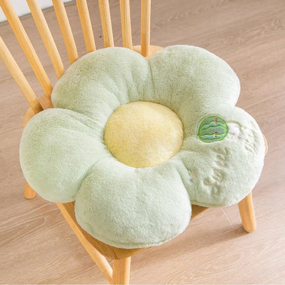 Anyhouz Plush Pillow Green Five Petal Flower Shape Stuffed Soft Pillow Seat Cushion Room Decor 90cm