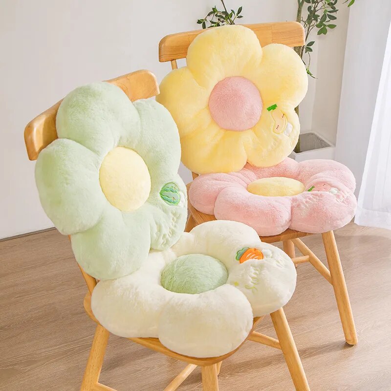 Anyhouz Plush Pillow Green Five Petal Flower Shape Stuffed Soft Pillow Seat Cushion Room Decor 90cm