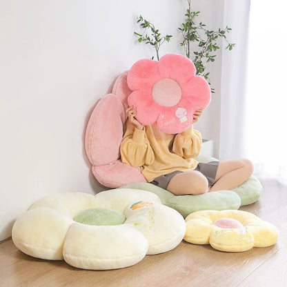 Anyhouz Plush Pillow Green Five Petal Flower Shape Stuffed Soft Pillow Seat Cushion Room Decor 90cm