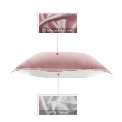 Anyhouz Pillowcase 51x66cm Wine Red Pure Real Silk For Comfortable And Relaxing Home Bed