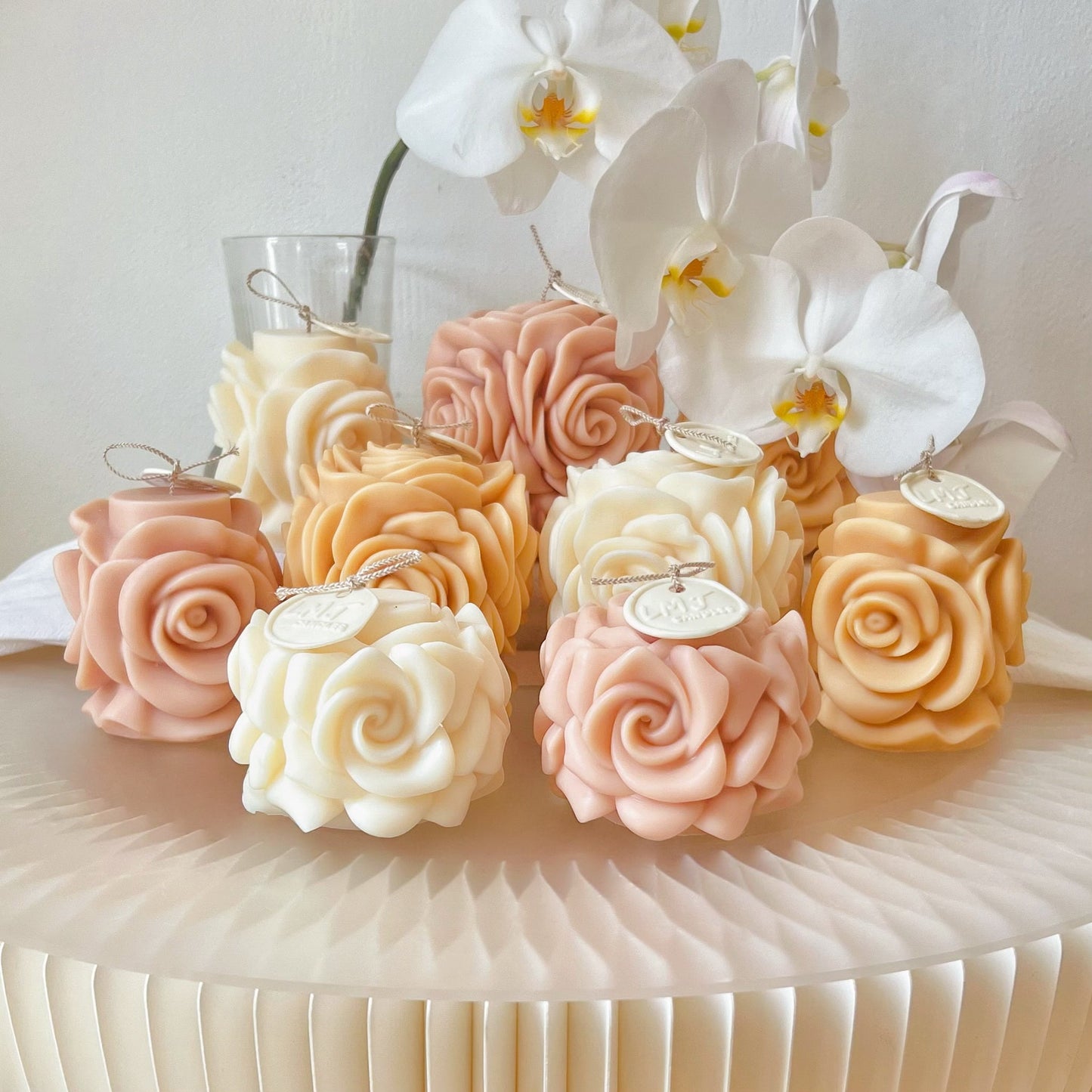 Rose Blossom Scented Soy Pillar Candle