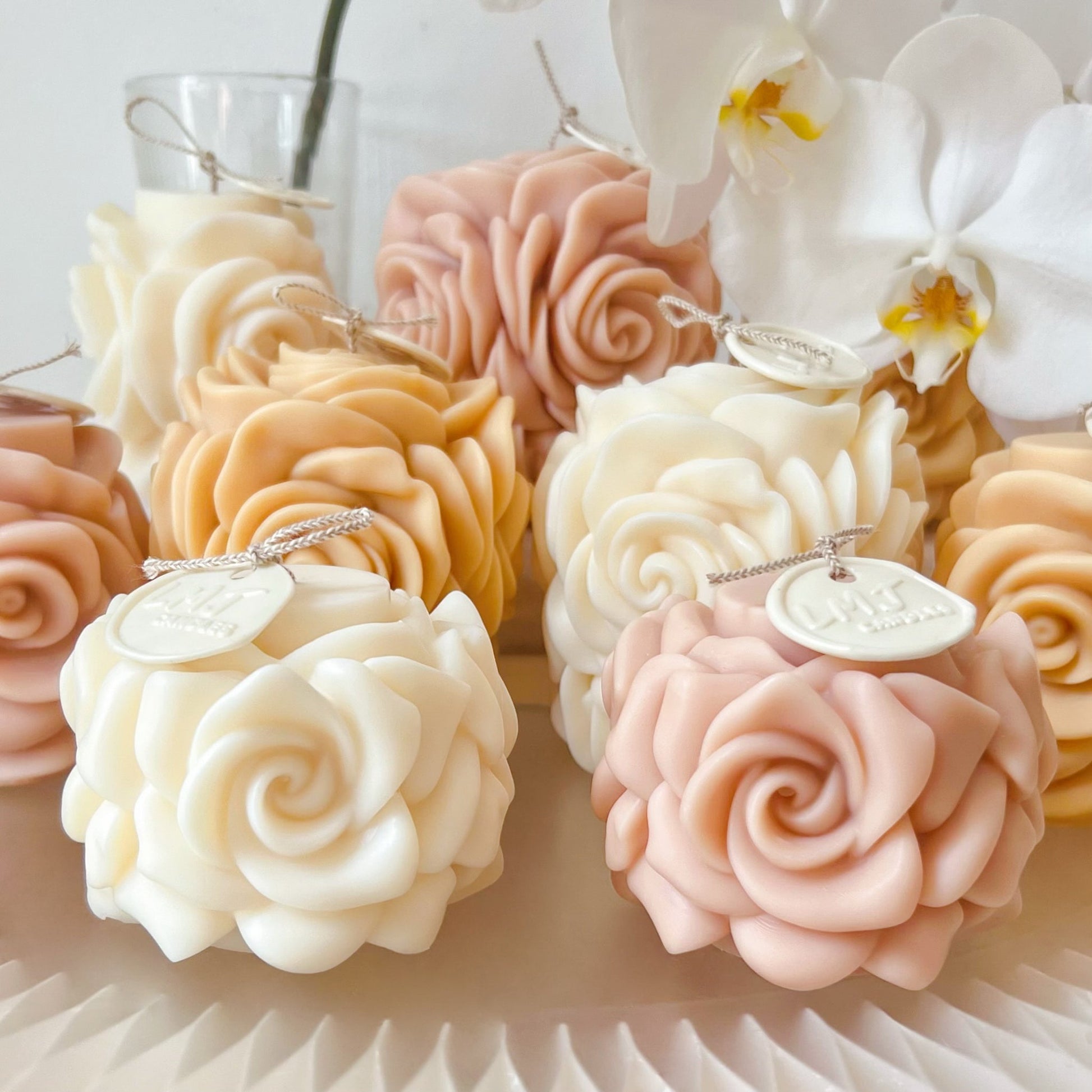 Rose Blossom Scented Soy Pillar Candle