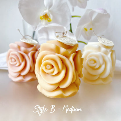 Rose Blossom Scented Soy Pillar Candle